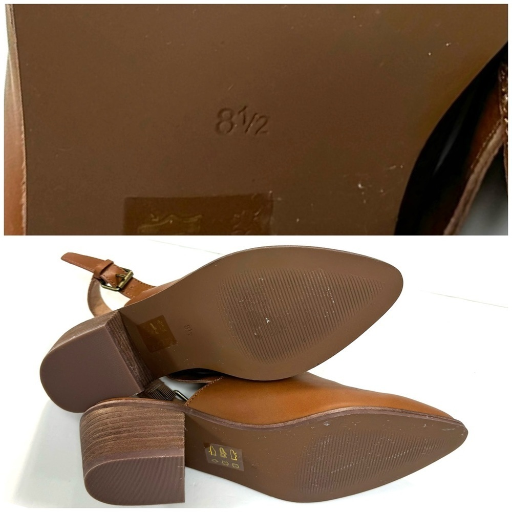 Madewell The Jess Slingback Block Heel Mule in Camel Tan Size 8.5 - Picture 10 of 11